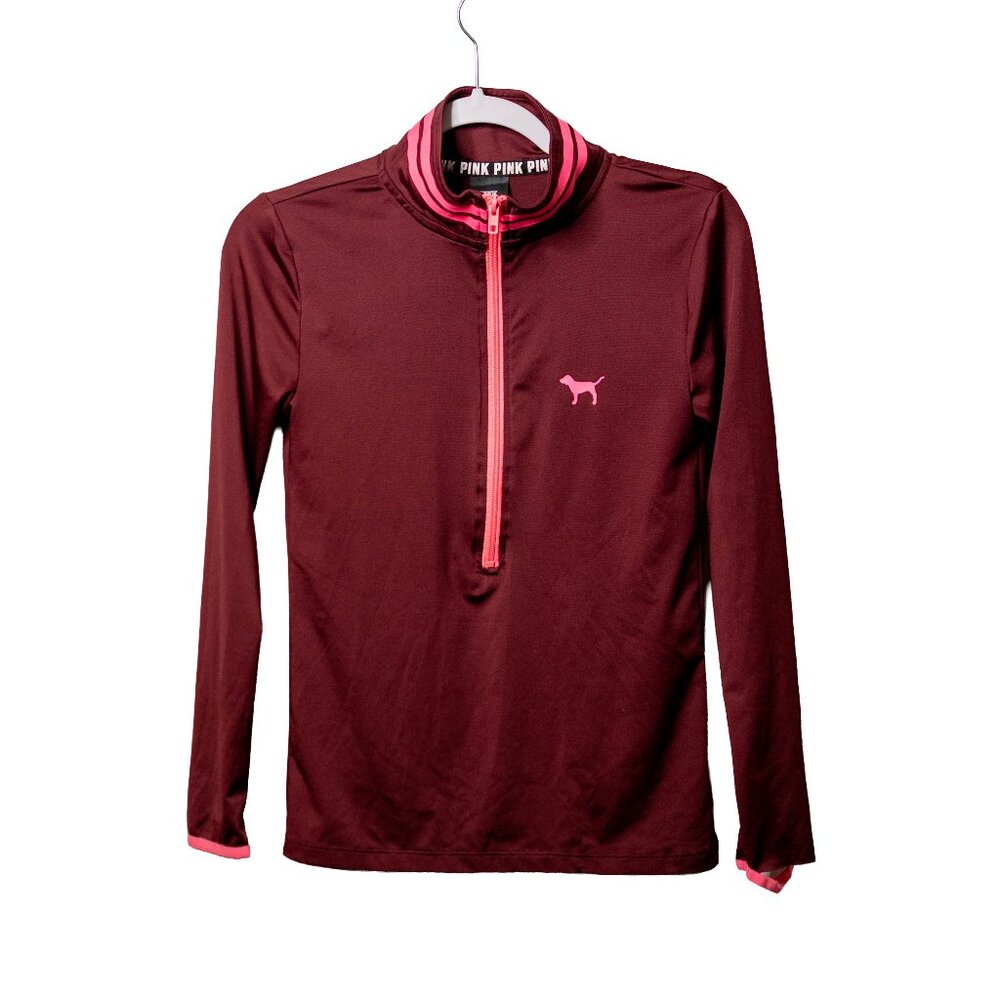 CLEARANCE PINK Ultimate Maroon and Pink Half Zip Jacket - XS - Imperfect